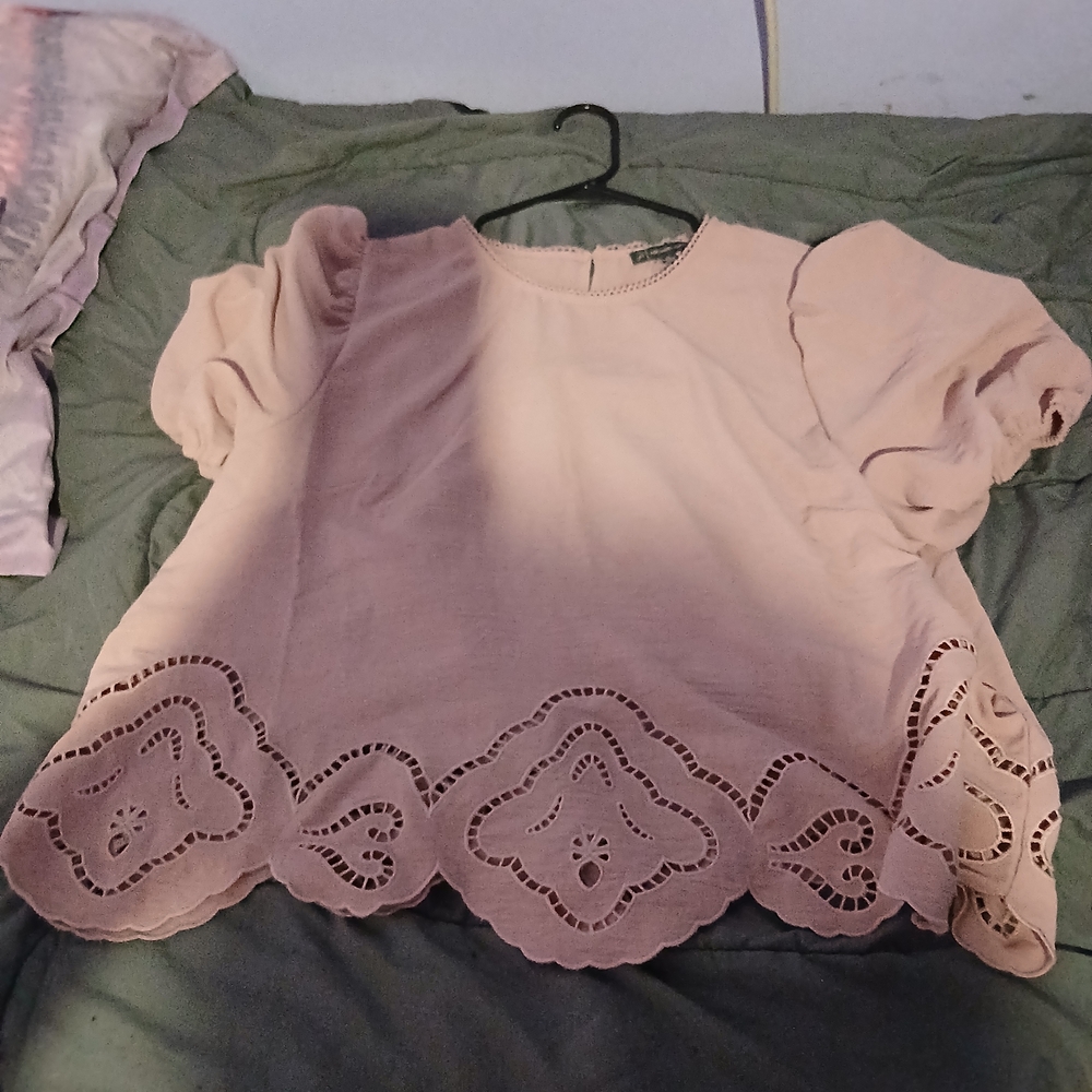 Elegant Pink Lace Trim Women's Top
